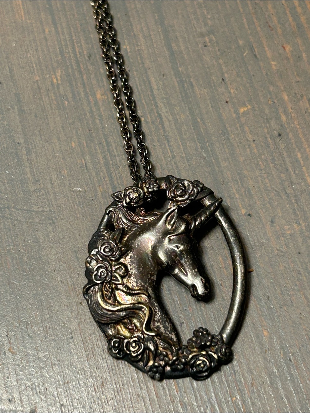 Vintage Gorham Sterling unicorn pendant necklace 19.55g